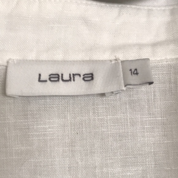 Laura white linen sleeveless top. Size 14 - Picture 5 of 8